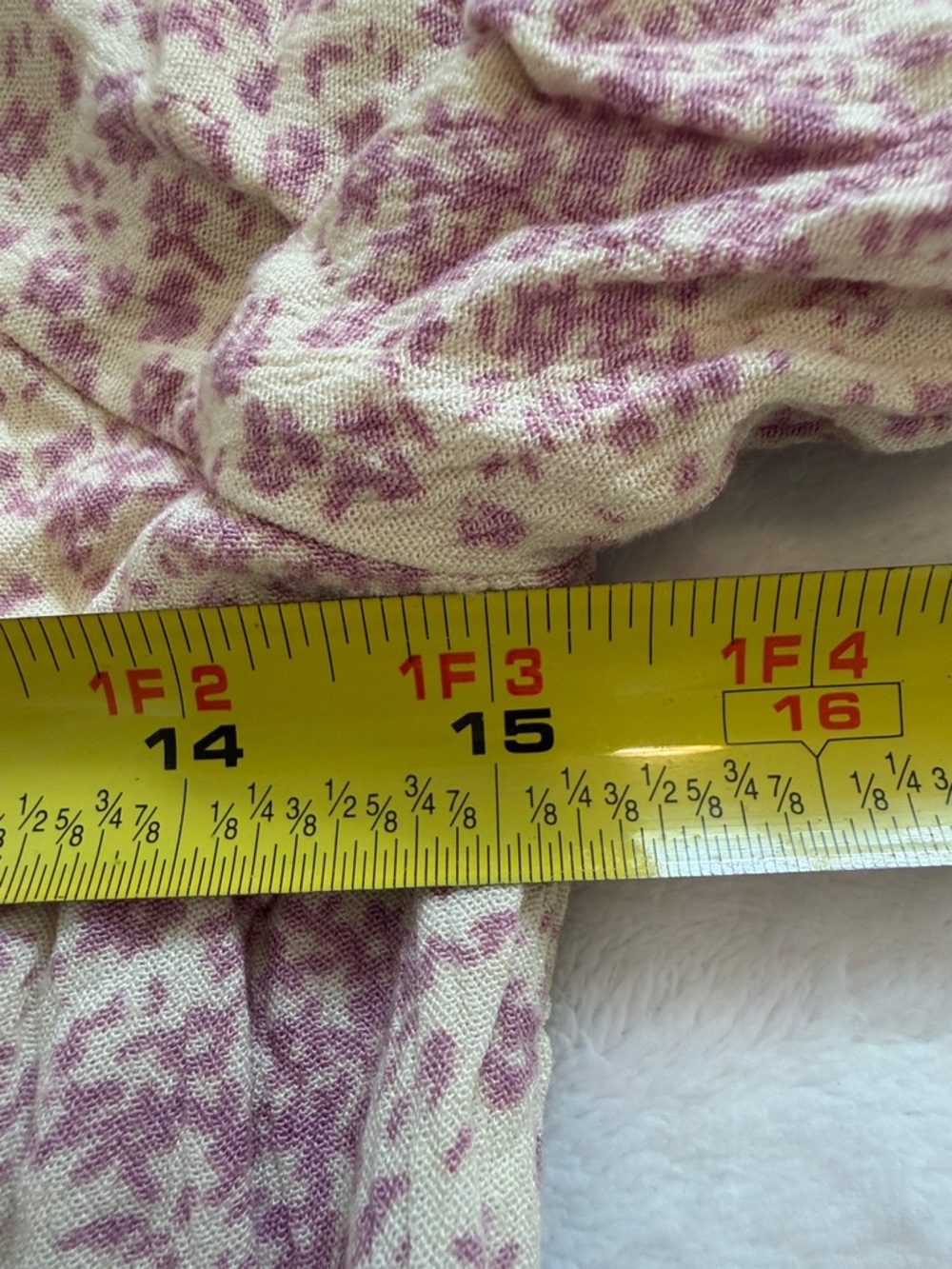Bohme Cream and Pink Short Puff Sleeve Button Up Peplum Crop Top Smocked Back - Picture 7 of 8